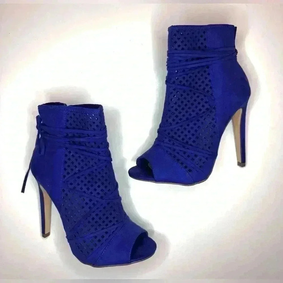 Just Fab Women’s Erica Open Toes Booties heels Blue Size - 6 - Picture 3 of 8